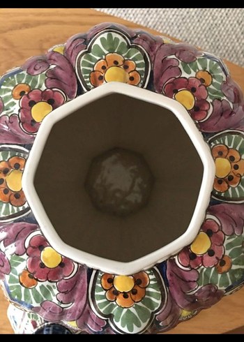 Antika Holland Renkli Çiçek Desenli Kapaklı Vazo - Görsel 7