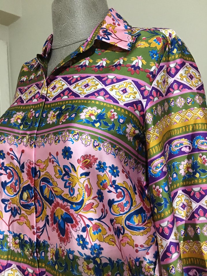 Bohem Desenli Uzun Kollu Kadın Gömlek - Görsel 3