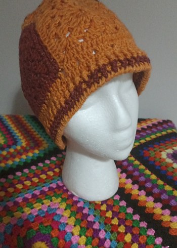 Kahverengi Örgü Bohem Kadın Bere - Görsel 3