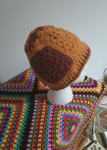 Kahverengi Örgü Bohem Kadın Bere - Görsel 4