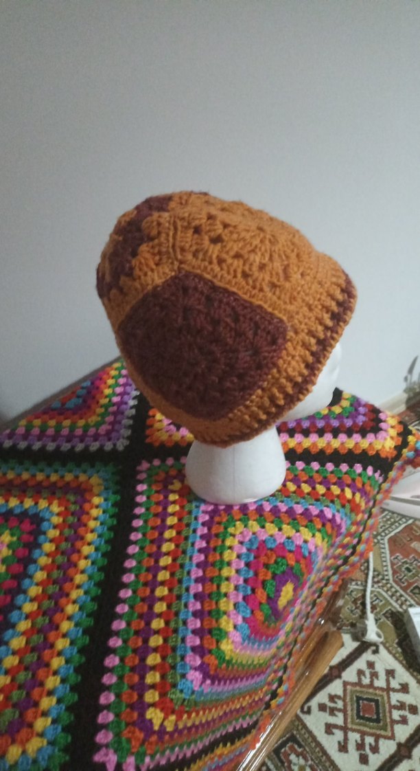 Kahverengi Örgü Bohem Kadın Bere - Görsel 4