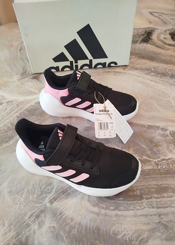 Kız Çocuk Pembe Siyah Adidas Spor Ayakkabı - Görsel 4