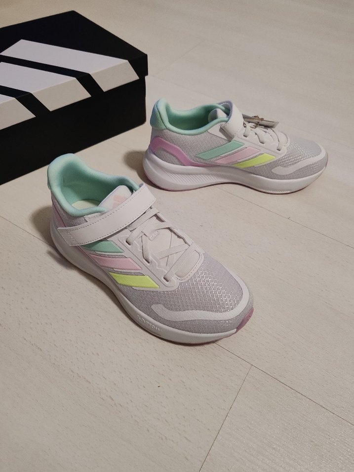 Kız Çocuk Beyaz Pastel Renkli Velcro Spor Ayakkabı - Görsel 5