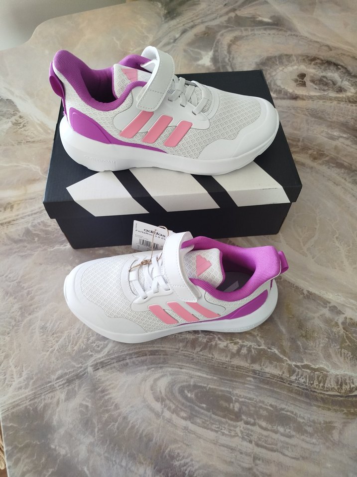 Kız Çocuk Pembe Gri Cırtlı Spor Ayakkabı - Görsel 3