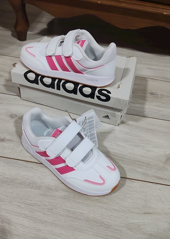 Beyaz Pembe Kız Çocuk Adidas Spor Ayakkabı - Görsel 4