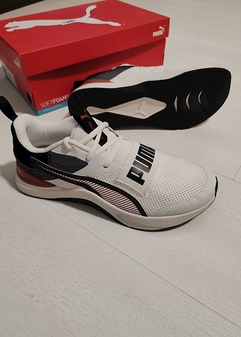 Beyaz Puma Spor Ayakkabı Velcro Detaylı - Görsel 2