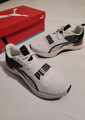 Beyaz Puma Spor Ayakkabı Velcro Detaylı - Görsel 6