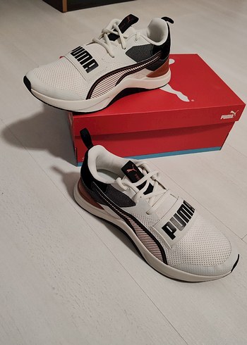 Beyaz Puma Spor Ayakkabı Velcro Detaylı - Görsel 4
