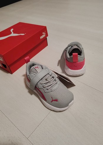 Kız Çocuk Gri Puma Spor Ayakkabı Velcro - Görsel 6