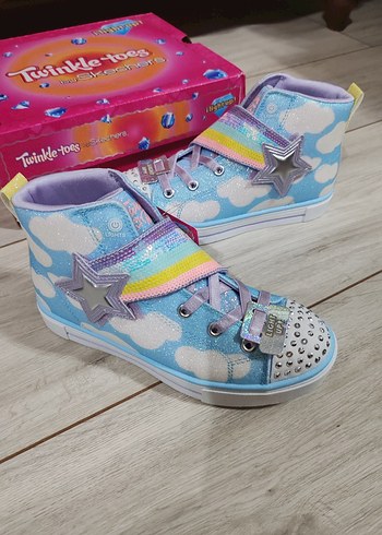 Renkli Bulut Desenli Kız Çocuk Spor Ayakkabı - Görsel 4