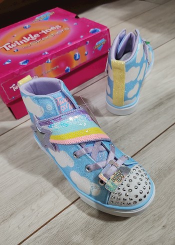 Renkli Bulut Desenli Kız Çocuk Spor Ayakkabı - Görsel 5