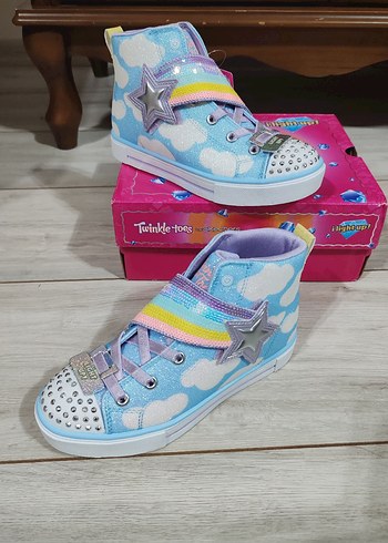 Renkli Bulut Desenli Kız Çocuk Spor Ayakkabı - Görsel 6