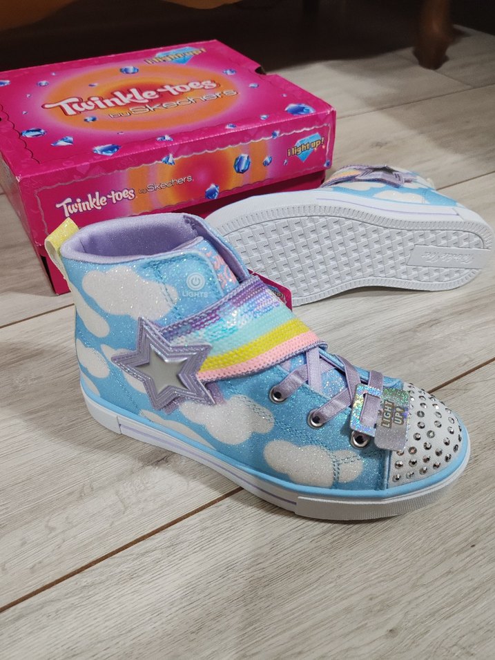 Renkli Bulut Desenli Kız Çocuk Spor Ayakkabı - Görsel 3