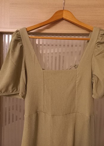 Kadın Bej Keten Uzun Elbise - Görsel 4