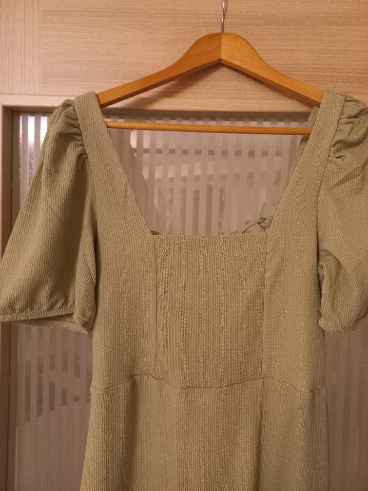 Kadın Bej Keten Uzun Elbise - Görsel 4