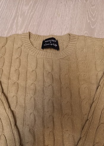 Bej Kadın Triko Uzun Kollu Salaş Kazak - Görsel 2