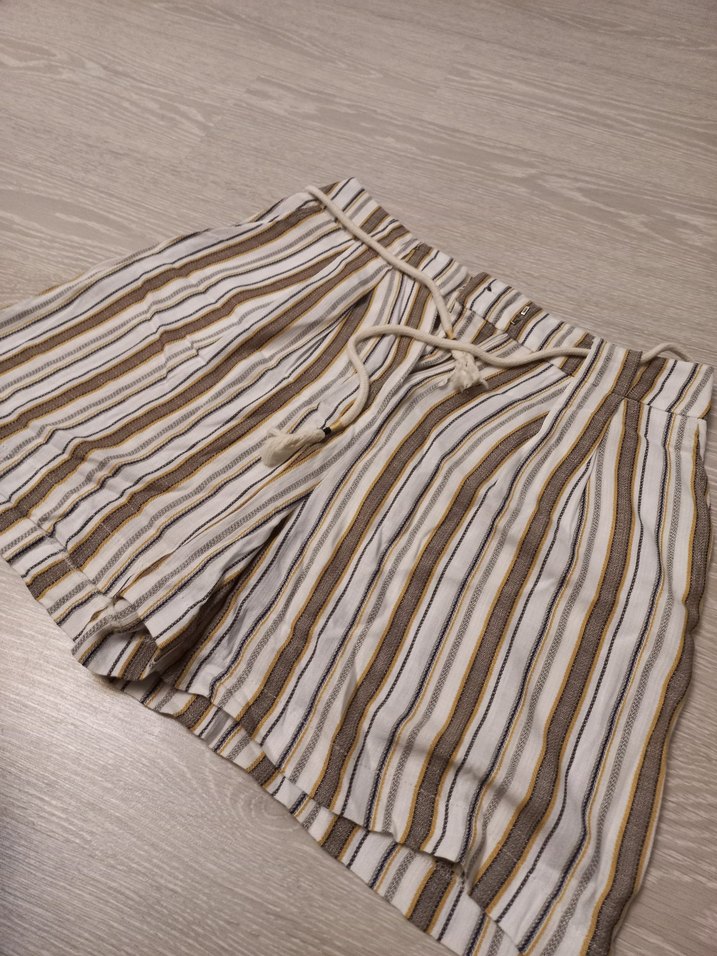 Bohem Çizgili Kısa Kumaş Pantolon - Görsel 2