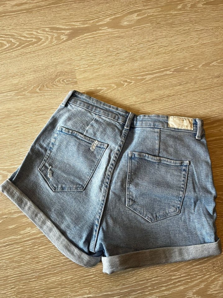 Gri Mavi Kadın Kot Şort - Görsel 2