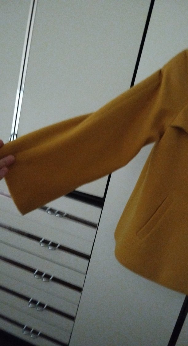 Sarı Çift Düğmeli Kısa Kaban - Görsel 2