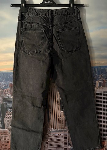 Kemer Detaylı Siyah Bol Kesim Kadın Kot Pantolon - Görsel 3