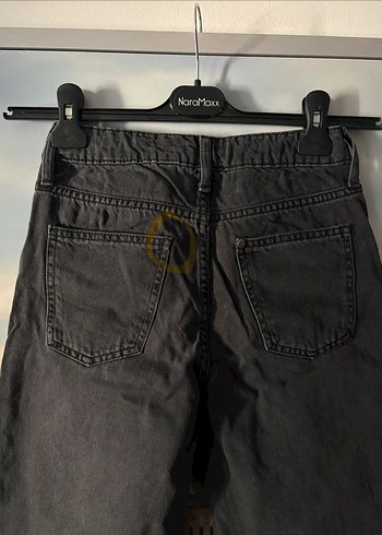 Kemer Detaylı Siyah Bol Kesim Kadın Kot Pantolon - Görsel 5