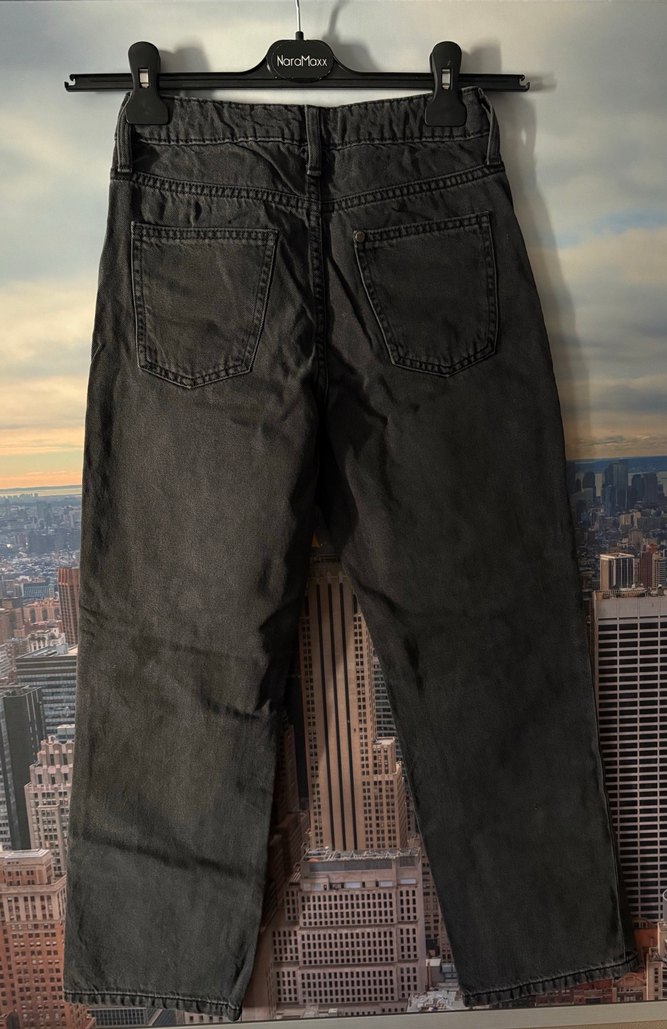 Kemer Detaylı Siyah Bol Kesim Kadın Kot Pantolon - Görsel 3