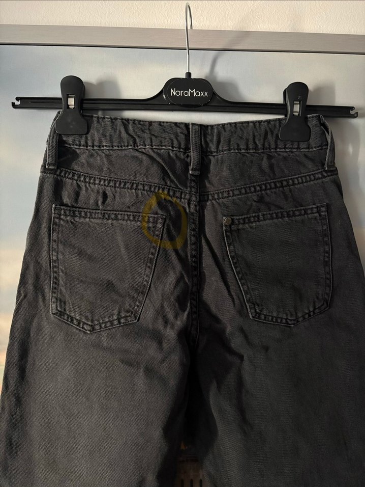 Kemer Detaylı Siyah Bol Kesim Kadın Kot Pantolon - Görsel 5