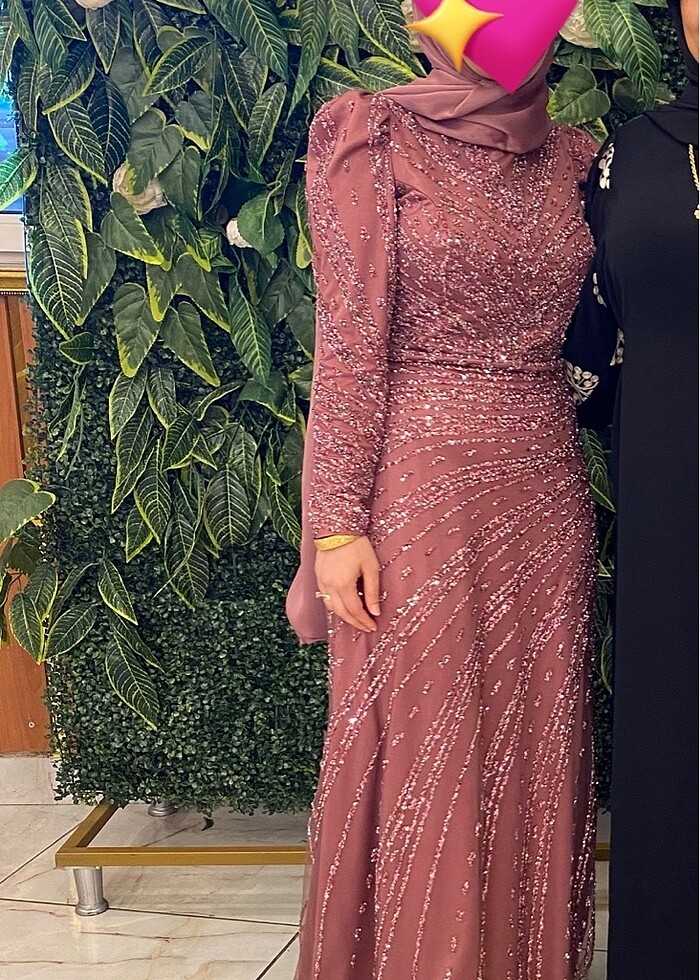 Pembe taslı abiye - Görsel 2