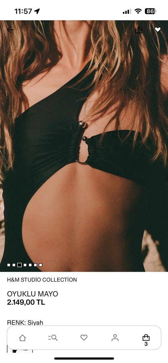 H&M Studio Collection Oyuklu Siyah Mayo - Görsel 4