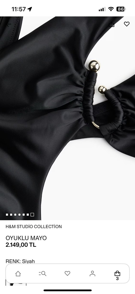 H&M Studio Collection Oyuklu Siyah Mayo - Görsel 2