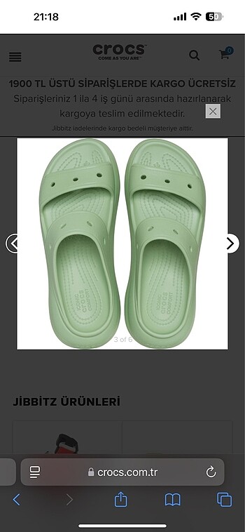 37,5 Beden yeşil Renk Orijinal crocs terlik