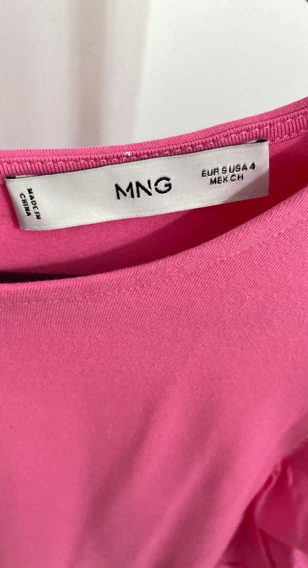 Pembe Kısa Kollu Fırfırlı Mini Tişört - Görsel 3