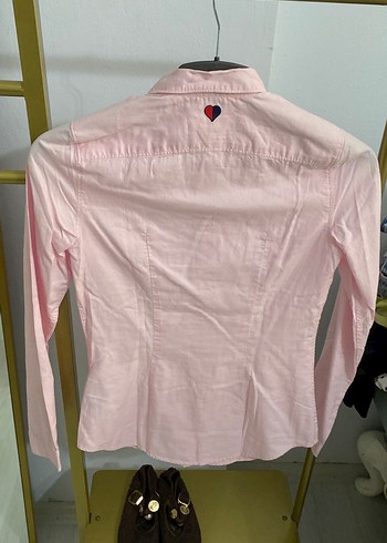 Pastel Pembe Düğmeli Pamuklu Kadın Gömlek - Görsel 5