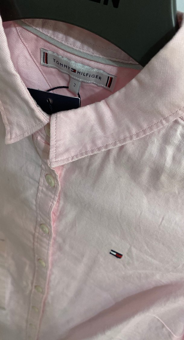 Pastel Pembe Düğmeli Pamuklu Kadın Gömlek - Görsel 3