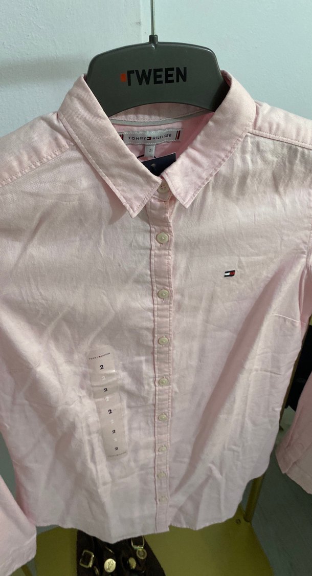 Pastel Pembe Düğmeli Pamuklu Kadın Gömlek - Görsel 2