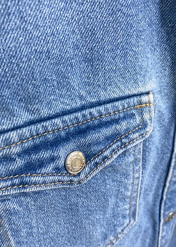 Düğmeli Mavi Kadın Denim Ceket - Görsel 3