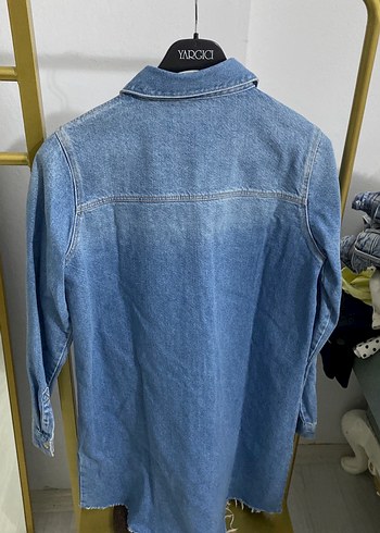 Düğmeli Mavi Kadın Denim Ceket - Görsel 5