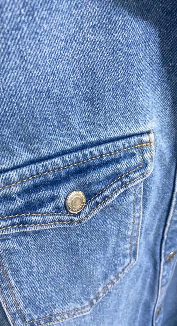 Düğmeli Mavi Kadın Denim Ceket - Görsel 3