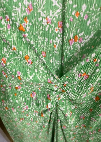 Yeşil V Yakalı Bohem Midi Elbise - Görsel 6