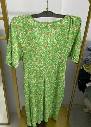 Yeşil V Yakalı Bohem Midi Elbise - Görsel 5