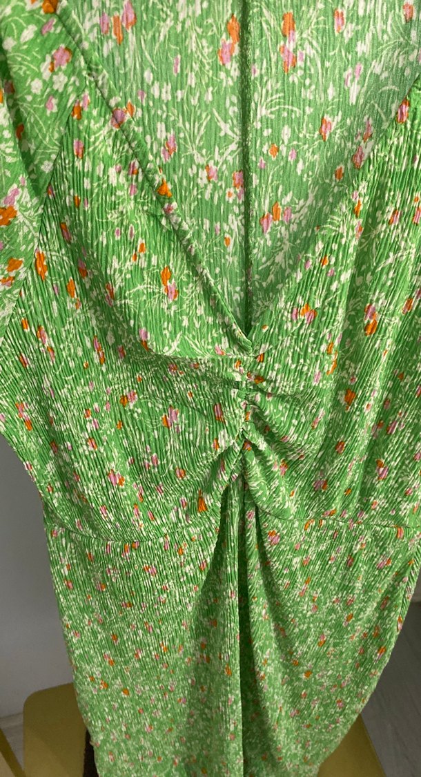 Yeşil V Yakalı Bohem Midi Elbise - Görsel 2