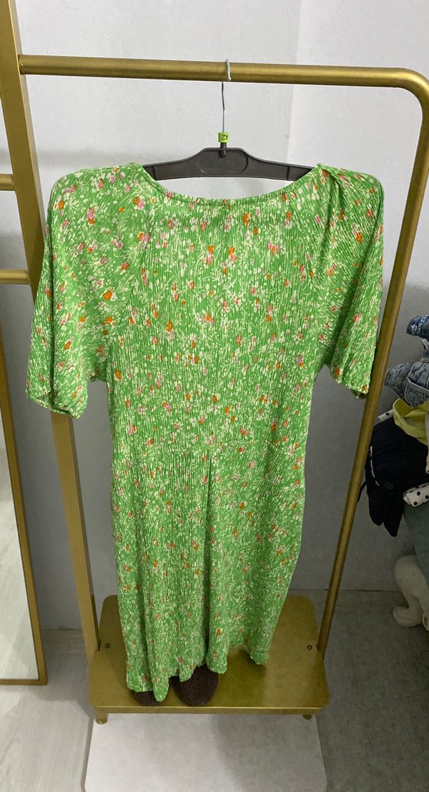 Yeşil V Yakalı Bohem Midi Elbise - Görsel 5