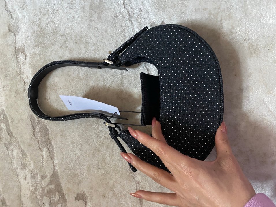 Tokalı Siyah taşlıDenim Çanta - Görsel 5