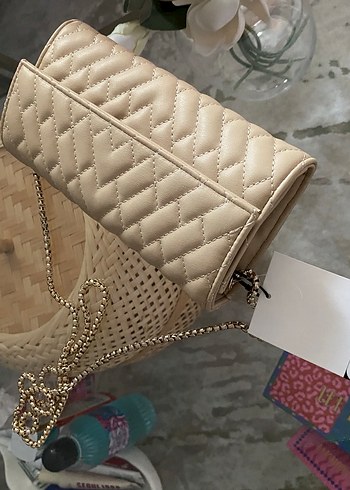 Bej Deri Kadın Clutch Cüzdan - Görsel 4