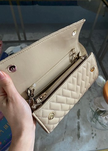 Bej Deri Kadın Clutch Cüzdan - Görsel 2