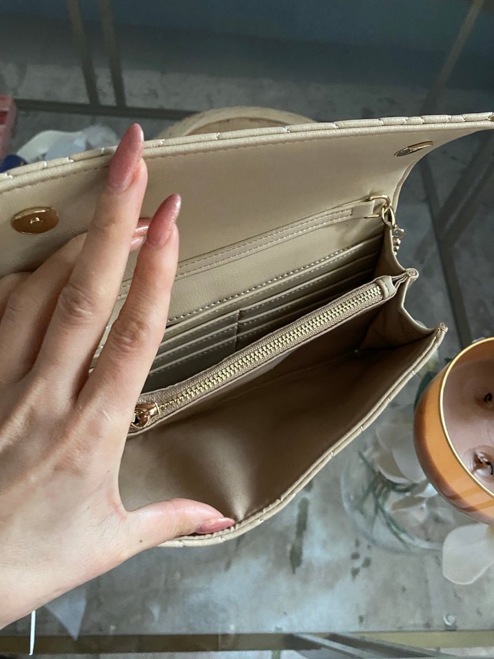 Bej Deri Kadın Clutch Cüzdan - Görsel 5