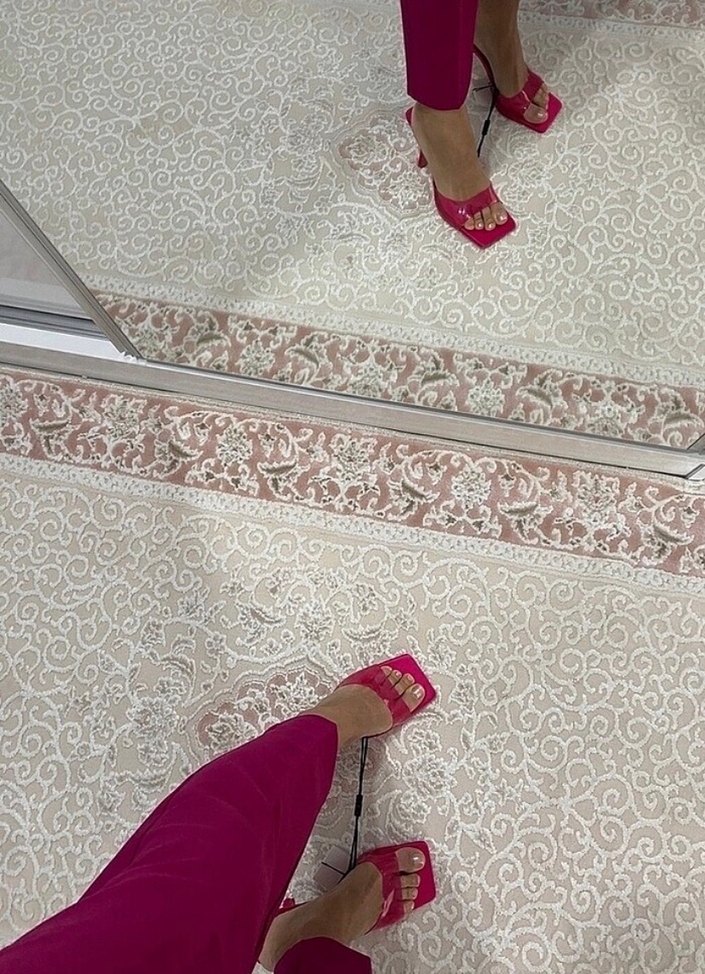 Parlak Pembe İnce Topuklu Kadın Terlik - Görsel 4