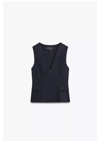 Lacivert  V Yaka Kolsuz Kadın Yelek - Görsel 5