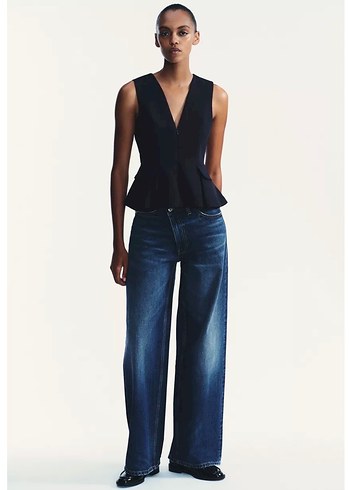 Lacivert  V Yaka Kolsuz Kadın Yelek - Görsel 3