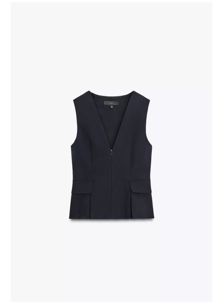 Lacivert  V Yaka Kolsuz Kadın Yelek - Görsel 5